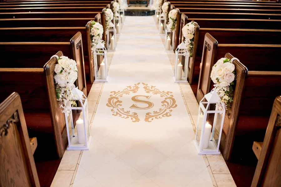 monogrammed wedding aisle runner 