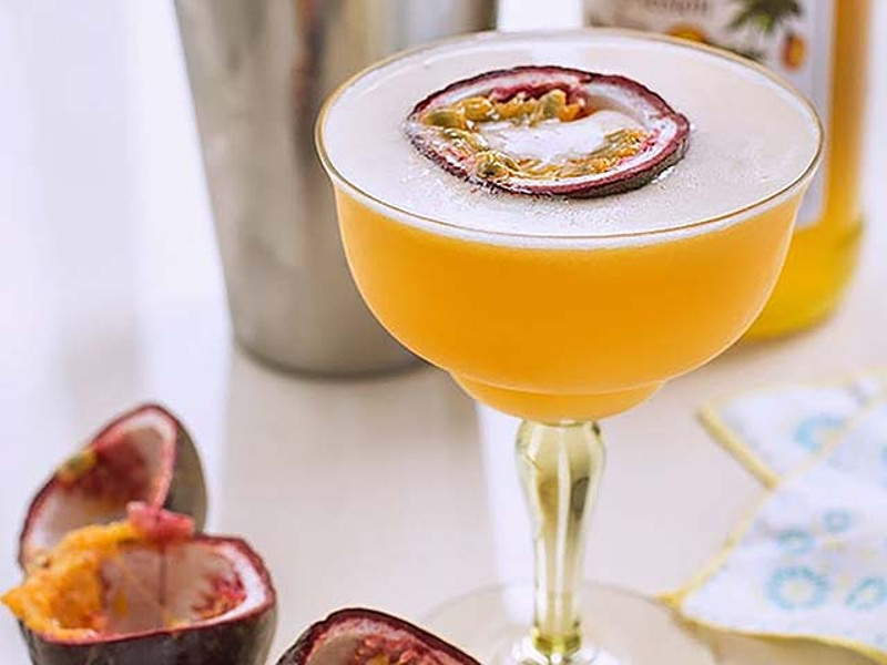 Alcohol free passionfruit martini cocktail