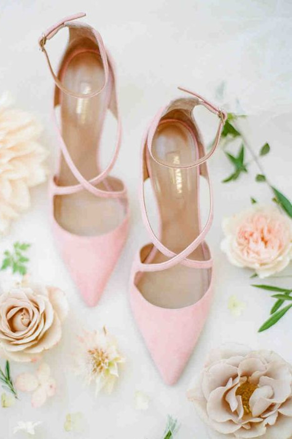 Blush pink wedding shoes