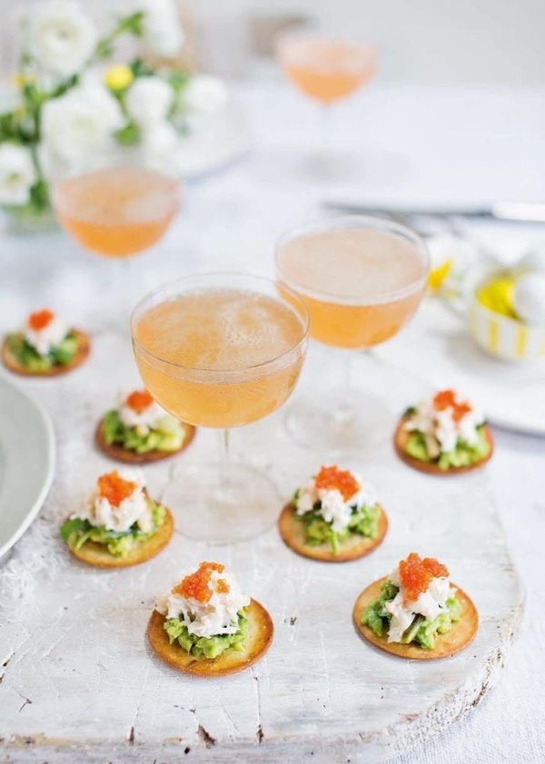 Cocktail with rhubarb and sparkling wine served in coupe glass