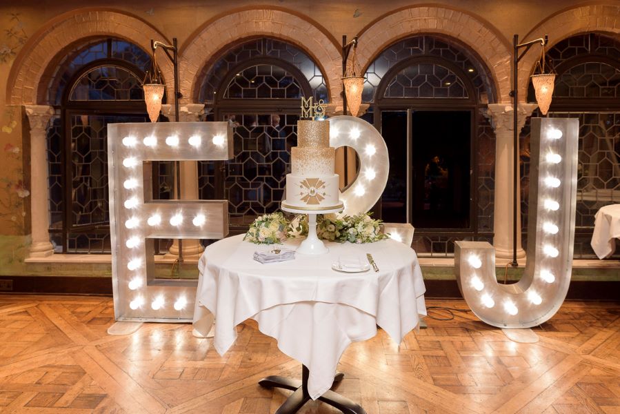 Light up letters as background for your first wedding dance